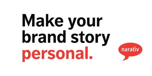 a person with a speech bubble saying make your brand story personal.