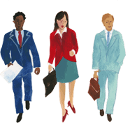 a group of three people in business attire.