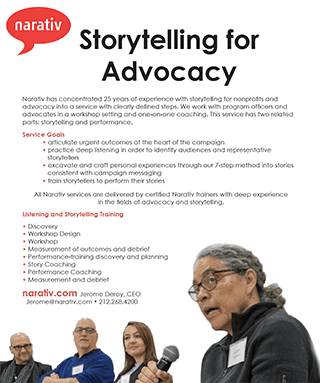 cover page storytelling for advocacy one sheet