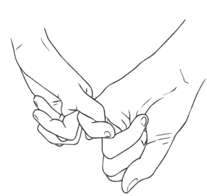sketch of two pinky fingers holding onto each other