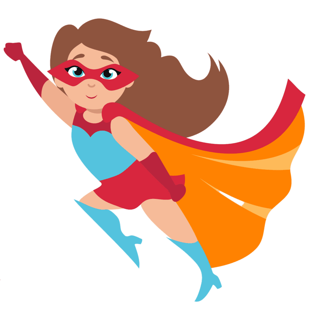 A super hero woman soaring through the skies.