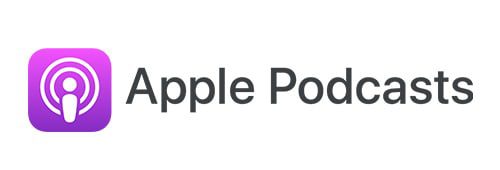 an apple logo with the words apple podcasts on it.