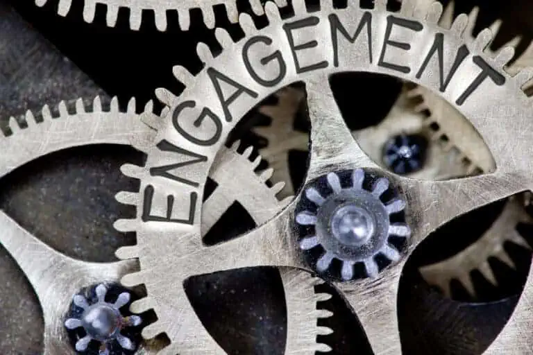 A storytelling approach to onboarding through a close up of engagement gears.