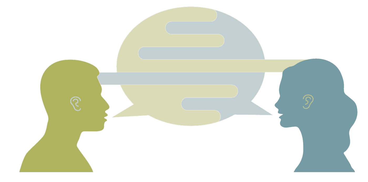 a man and a woman are talking to each other.
