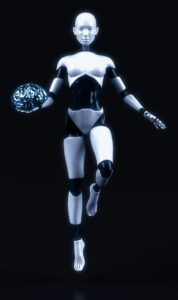 a woman in a body suit holding a ball